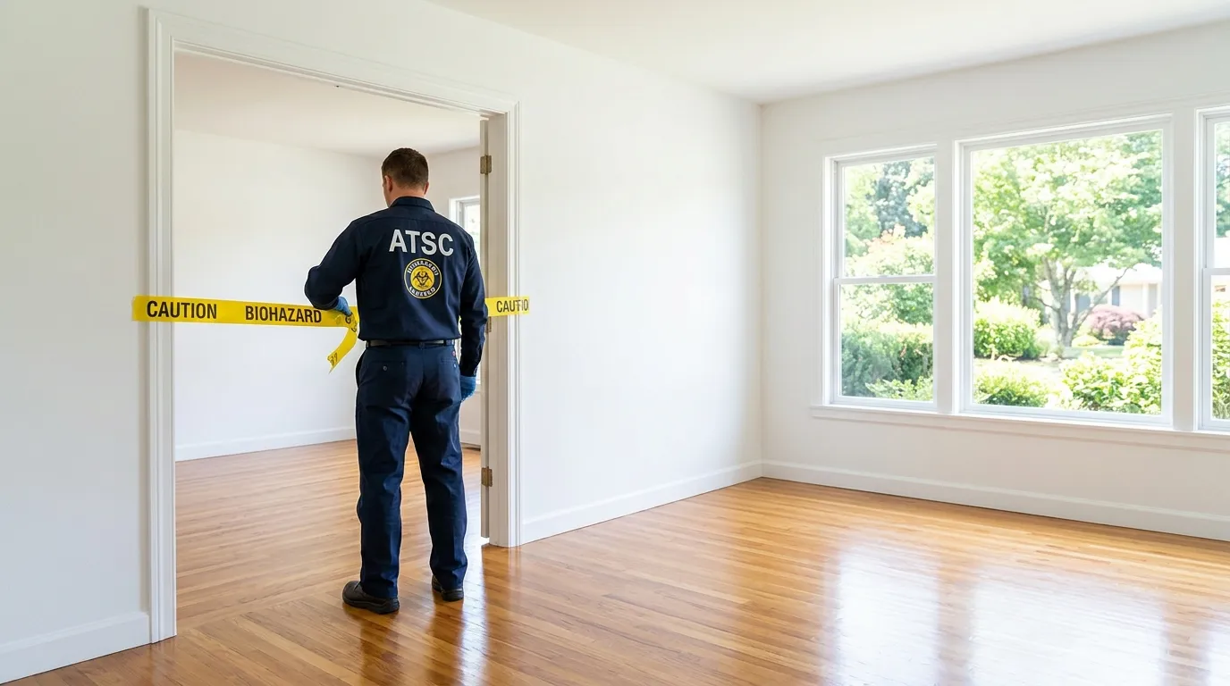 Certified biohazard cleanup crew performing Trauma Scene Cleanup in Laconia
